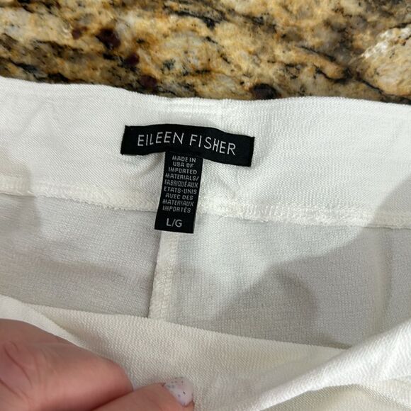 Eileen Fisher Off White Washable Stretch-Crepe Slim Fit Pants Size L - Picture 4 of 9